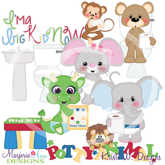 Potty Animals SVG Cutting Files Includes Clipart - Click Image to Close